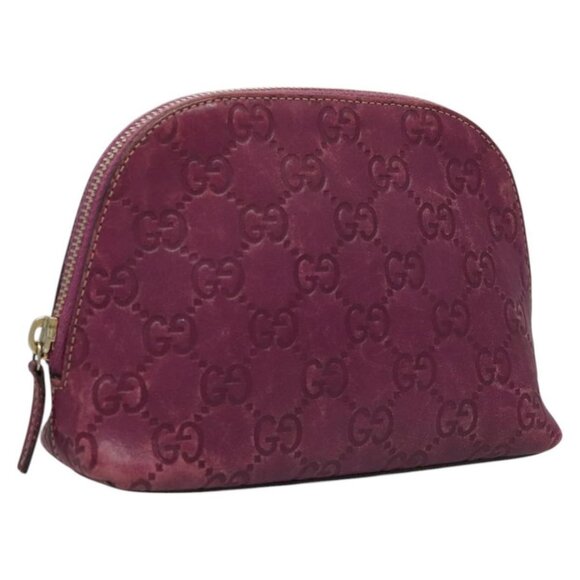 GUCCI GG Canvas Guccissima Pouch Leather Purple 141810 Auth ti3019 - Picture 1 of 16
